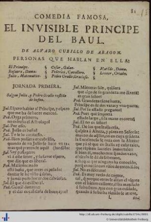 Comedia famosa, el invisible príncipe del Baúl