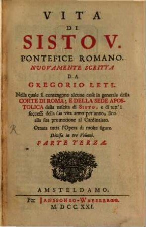 Vita Di Sisto V. Pontefice Romano. 3