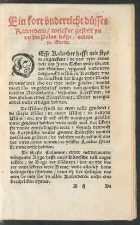 Ein kort underricht düsses Kalenders ...
