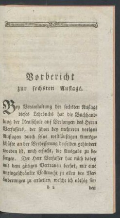 Vorbericht zur sechsten Auflage.
