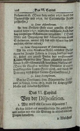 Das VI. Capitul Von der Disposition.