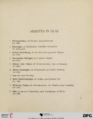 Arbeiten in Glas (Nr. 1 - 61)