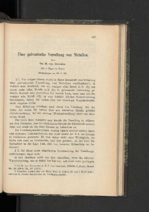 Über galvanische Veredlung von Metallen.