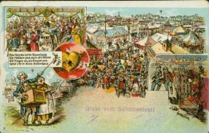 Postkarte "Gruß vom Schützenfest/Bienenhaus", 1913