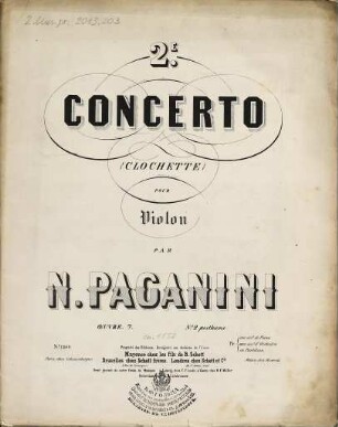 2e. concerto : (Clochette) pour violon , Oeuvre 7, No. 2 posthume
