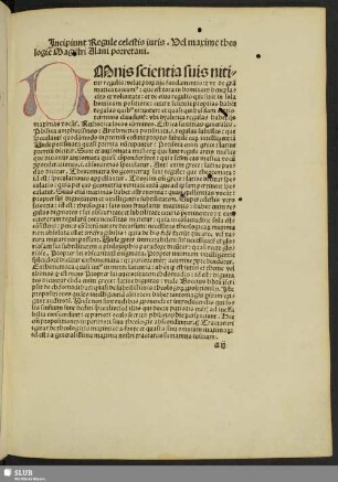 Incipiunt Regule celestis iuris. Vel maxime theologie Magistri Alani porretani.