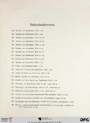 Holzschnitzereien (Nr. 885-918)
