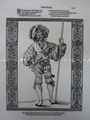 Kriegerdarstellung, Landsknecht mit Spieß, 1510/1530.