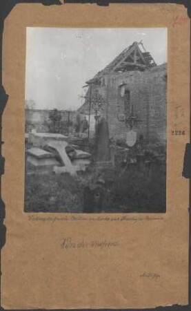 Wirkung der französ. Artillerie an Kirche und Friedhof zu Beaurain