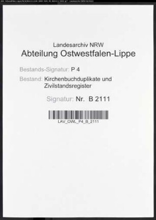 Heiratsbelege zum Zivilstandsregister Neuenrade (H 1813)