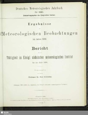 8.1890(1891): Jahrbuch des Königlich-Sächsischen Meteorologischen Instituts