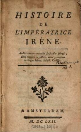 Histoire de l'Impératrice Irène