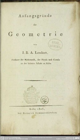 Anfangsgründe der Geometrie