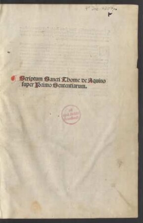 Scriptum super primo sententiarum. Hrsg. Cornelius Sambucus Veronensis