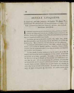 Article Cinquiéme.