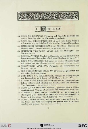 C. Mobiliar (Nr. 131-179) mit Tafeln