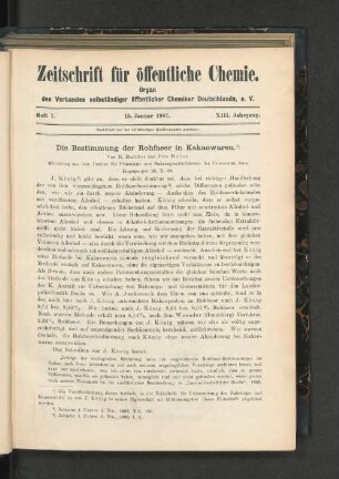 Heft I. 15. Januar 1907.