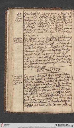 Diarium 1772