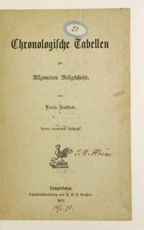 Chronologische Tabellen zur allgemeinen Weltgeschichte