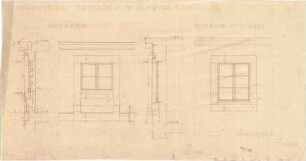 Fischer, Theodor; Würzburg, Münsterplatz; Sparkasse - Fenstergewände am Turm u. am Westbau (Ansichten, Schnitte)
