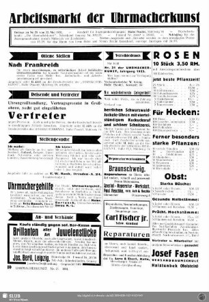 Arbeitsmarkt der Uhrmacherkunst