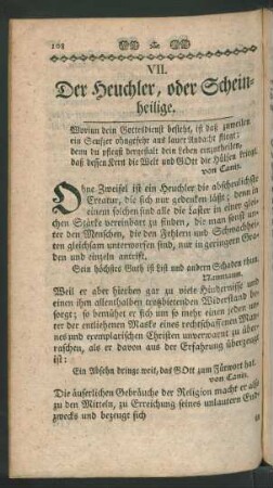 VII. Der Heuchler, oder Scheinheilige