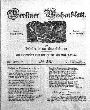 No. 36, Sonnabend, den 8. September 1838.
