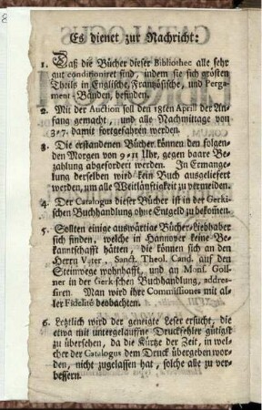 Es dienet zur Nachricht: