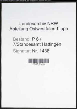 Heiratsregister Standesamt Hattingen
