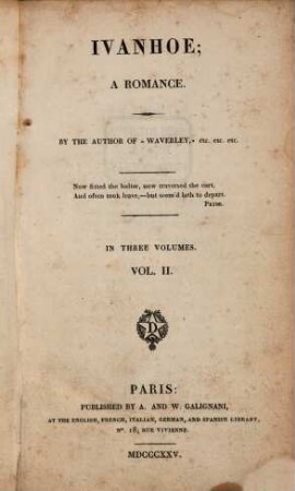 Ivanhoe : a romance ; in three volumes, 2