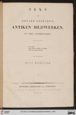 1. Lieferung: Antike Bildwerke: Text zu Eduard Gerhard's antiken Bildwerken