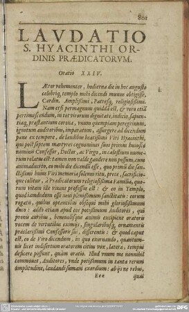 [Oratio XXIV.] Laudatio S. Hyacinthi Ordinis Praedicatorum
