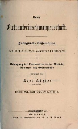 Über Extrauterinschwangerschaft : Inaug.-Diss.