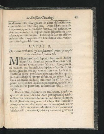 Caput II. De medio probandi & constituendi primi praecepti & reprobandi secundi falso ita dicti.