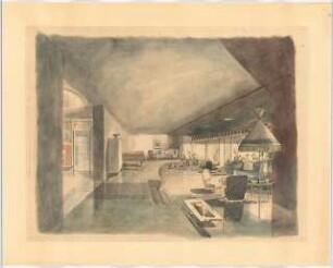 Unbekanntes Projekt (Repräsentatives Wohnhaus): Perspektivische Ansicht (Innenraum: Wohnhalle)