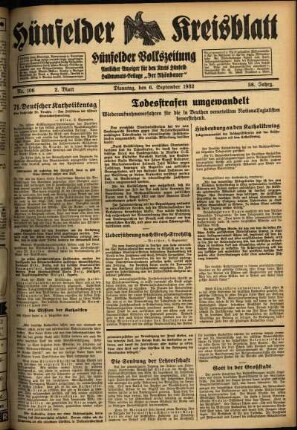 Zweite Ausgabe vom Dienstag, den 06. September 1932.