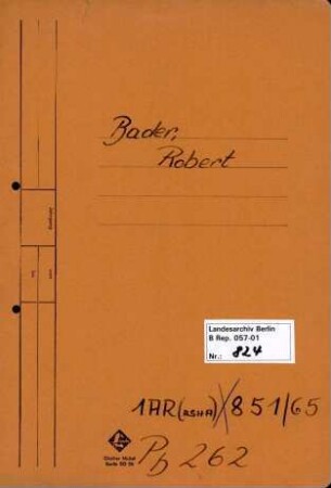 Personenheft Robert Baden, SS-Obersturmführer