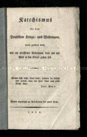 Pamphlet zur Erhöhung der Wehrhaftigkeit der Deutschen während der Befreiungskriege