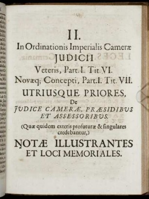 II. In Ordinationis Imperialis Camerae Iudicii