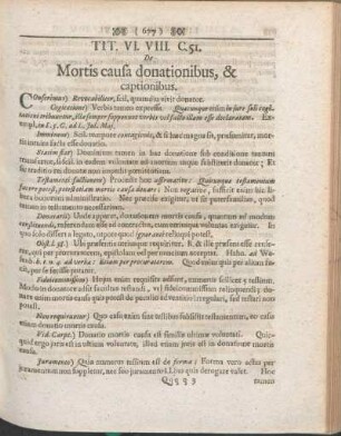Tit. VI. VIII. C. 51. De Mortis causa donationibus, & captionibus.