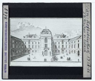 Wien, Hofbibliothek,Kleiner (Stecher: Corvinus), Ansicht der Hofburg in Wien (Druck) : Ansicht, Druckgrafik