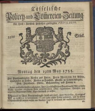21tes Stueck, Montag den 19ten May 1755
