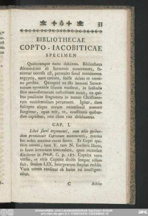 Bibliothecae Copto-Iacobiticae Specimen