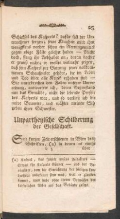 Unpartheyische Schilderung der Gesellschaft.