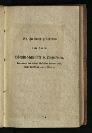 Sr. Hochwohlgebohrnen dem ...