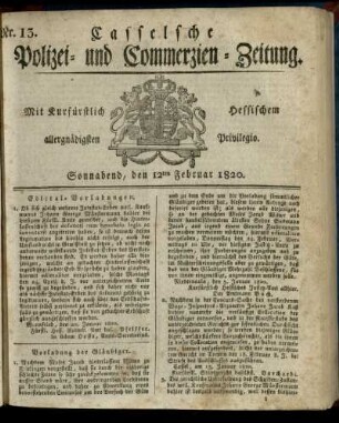 Nr. 13, Sonnabend, den 12ten Februar 1820