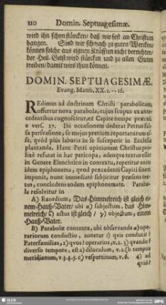 Domin. Septuagesimae Evang. Matth. XX. 1.-16.