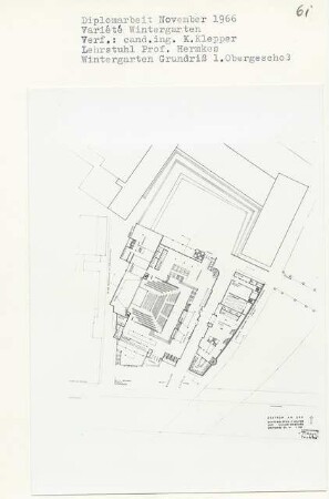Varité [Wintergarten], Berlin-Charlottenburg (Diplomarbeit bei Bernhard Hermkes): Wintergarten-Theater und Vagantenbühne, Grundriss Erdgeschoss 1:200