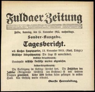 Ausgabe vom Samstag, den 13. November 1915.