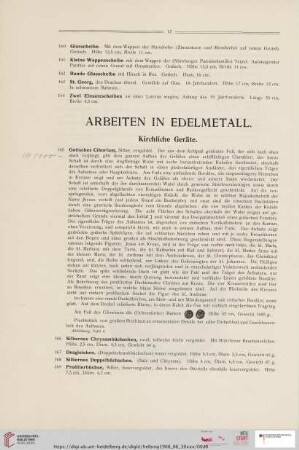 Arbeiten in Edelmetall (Nr. 165 - 529)